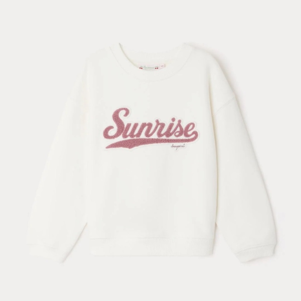 Bonpoint White and Pink Crew Neck Sweater